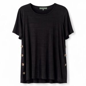 Kim & Cami Side Button Top Black 1X